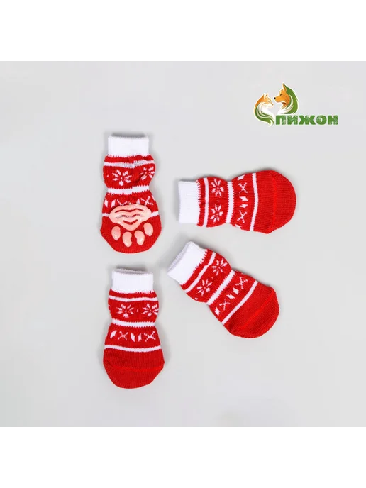 Носки нескользящие "Снежинки" с, L (3,5 5 * 8 см), 4 шт, 5x8 см, 4 шт, фото 2