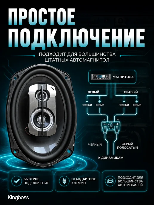 Автомобильные колонки Пионер TS-A6997 Динамики овальные, черный, фото 4