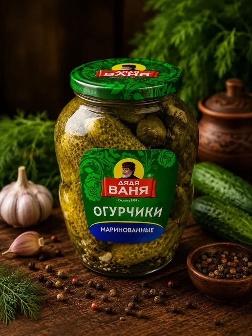 Дядя Ваня Огурчики маринованные 1800г, 1,8 кг, фото 2