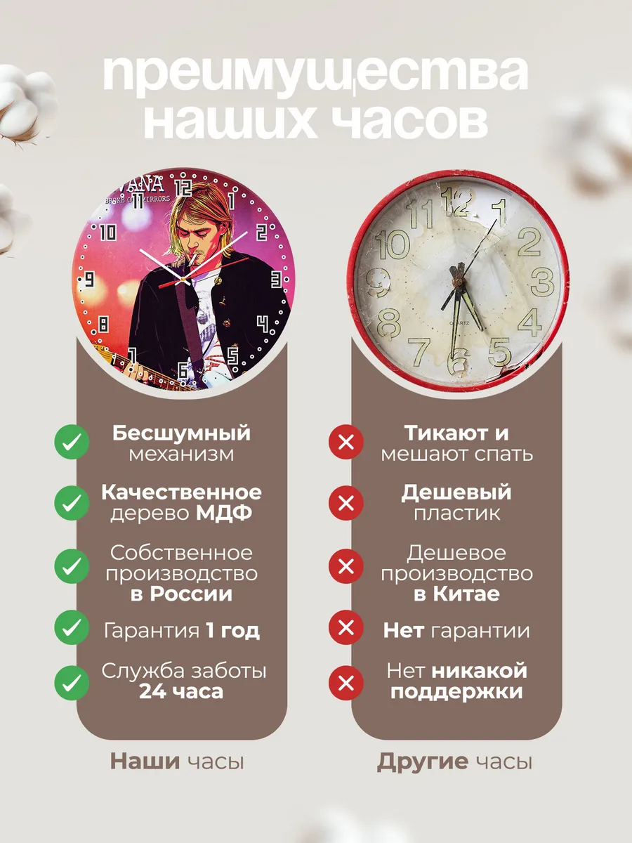 Часы настенные "Nirvana" гранж-группа — фото 2