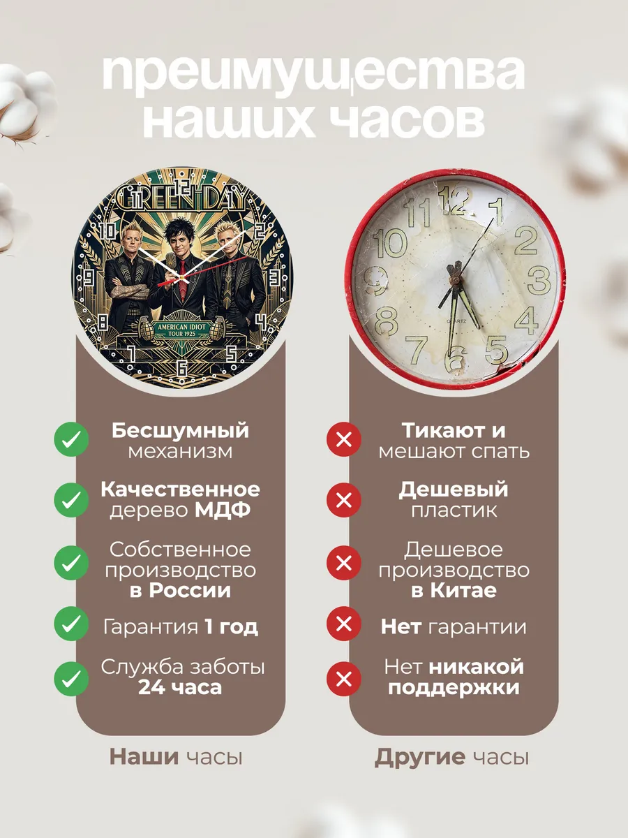 Часы настенные "Green Day" панк-рок группа — фото 2
