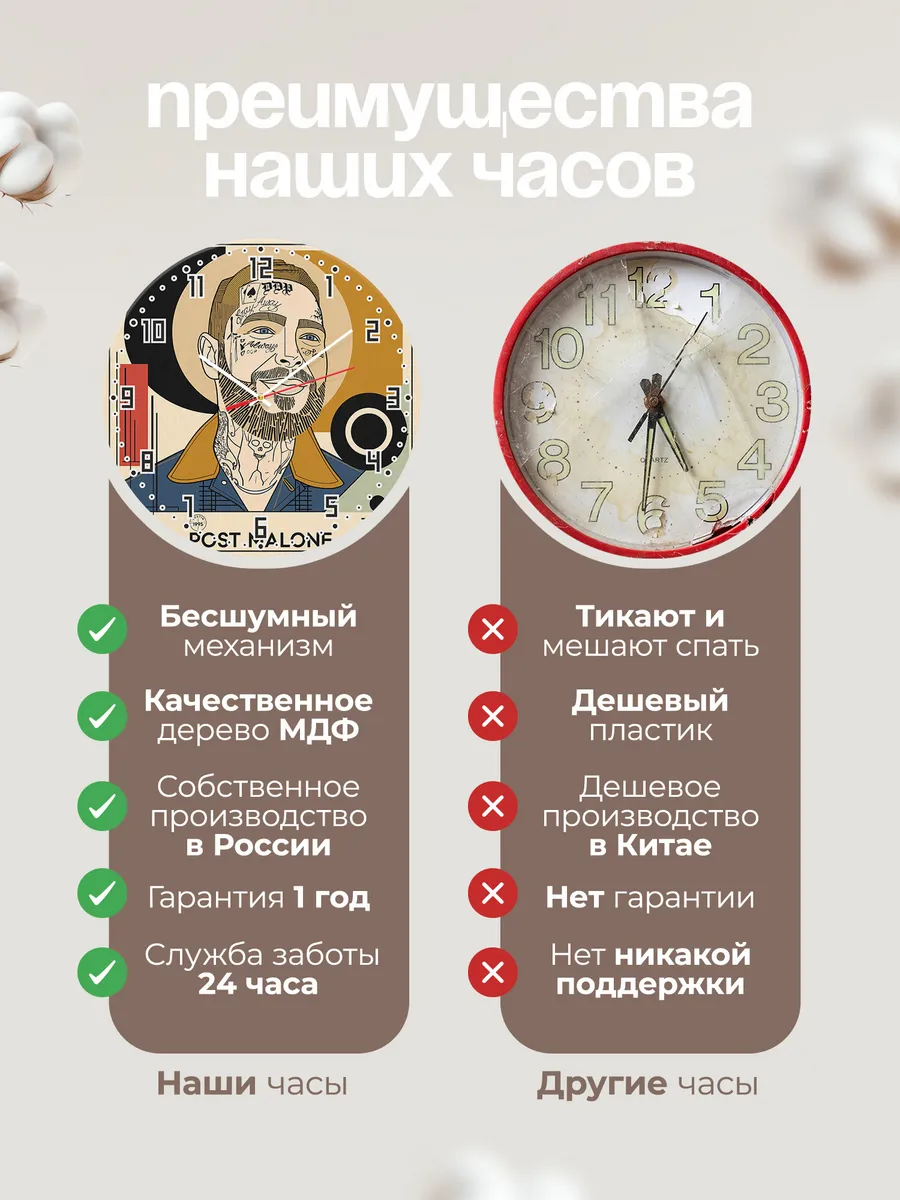 Часы настенные "Post Malone" — фото 2