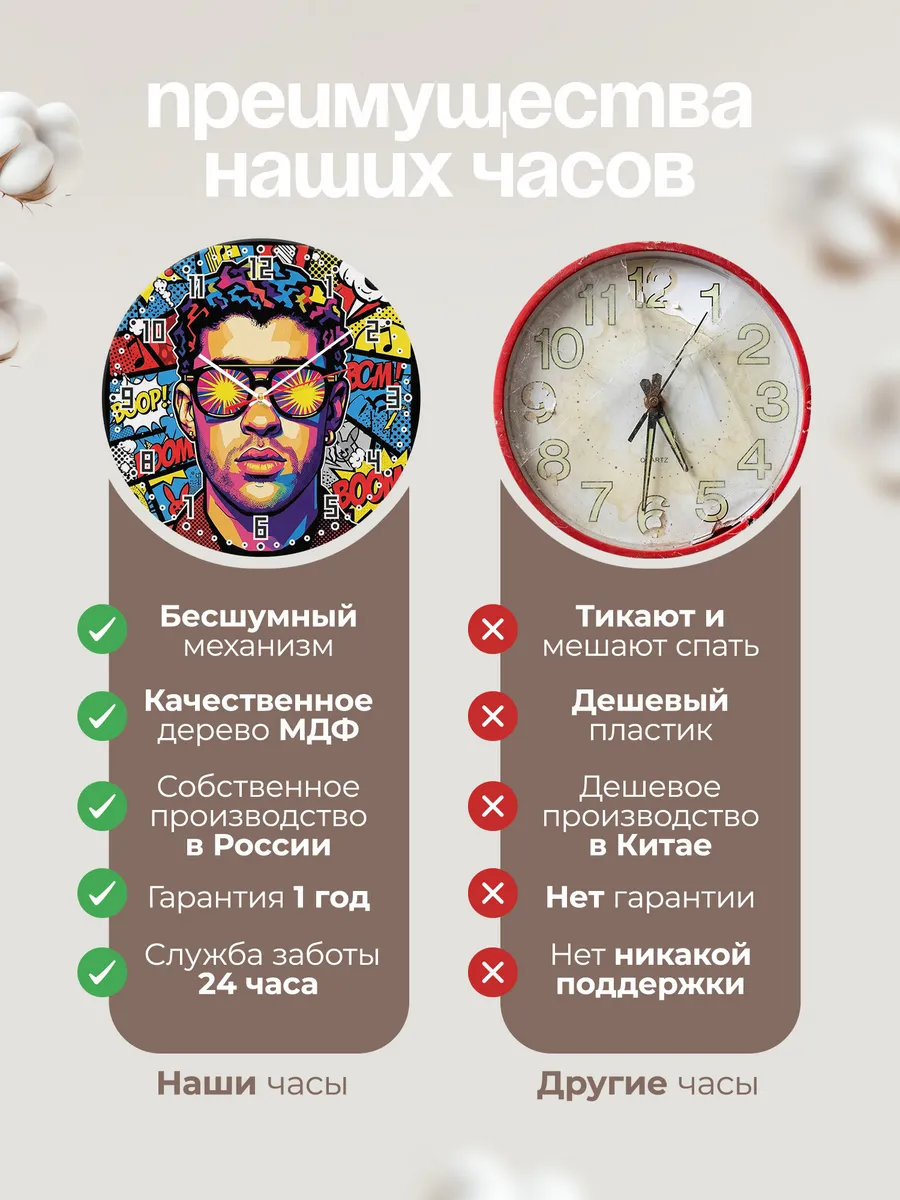 Часы настенные "Bad Bunny" исполнитель реггетона — фото 2
