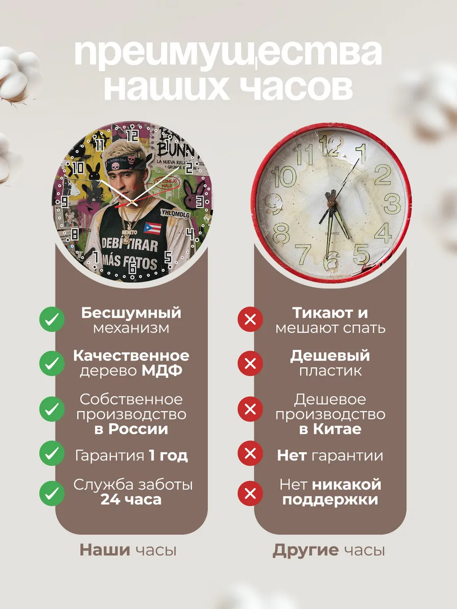 Часы настенные "Bad Bunny" — фото 2