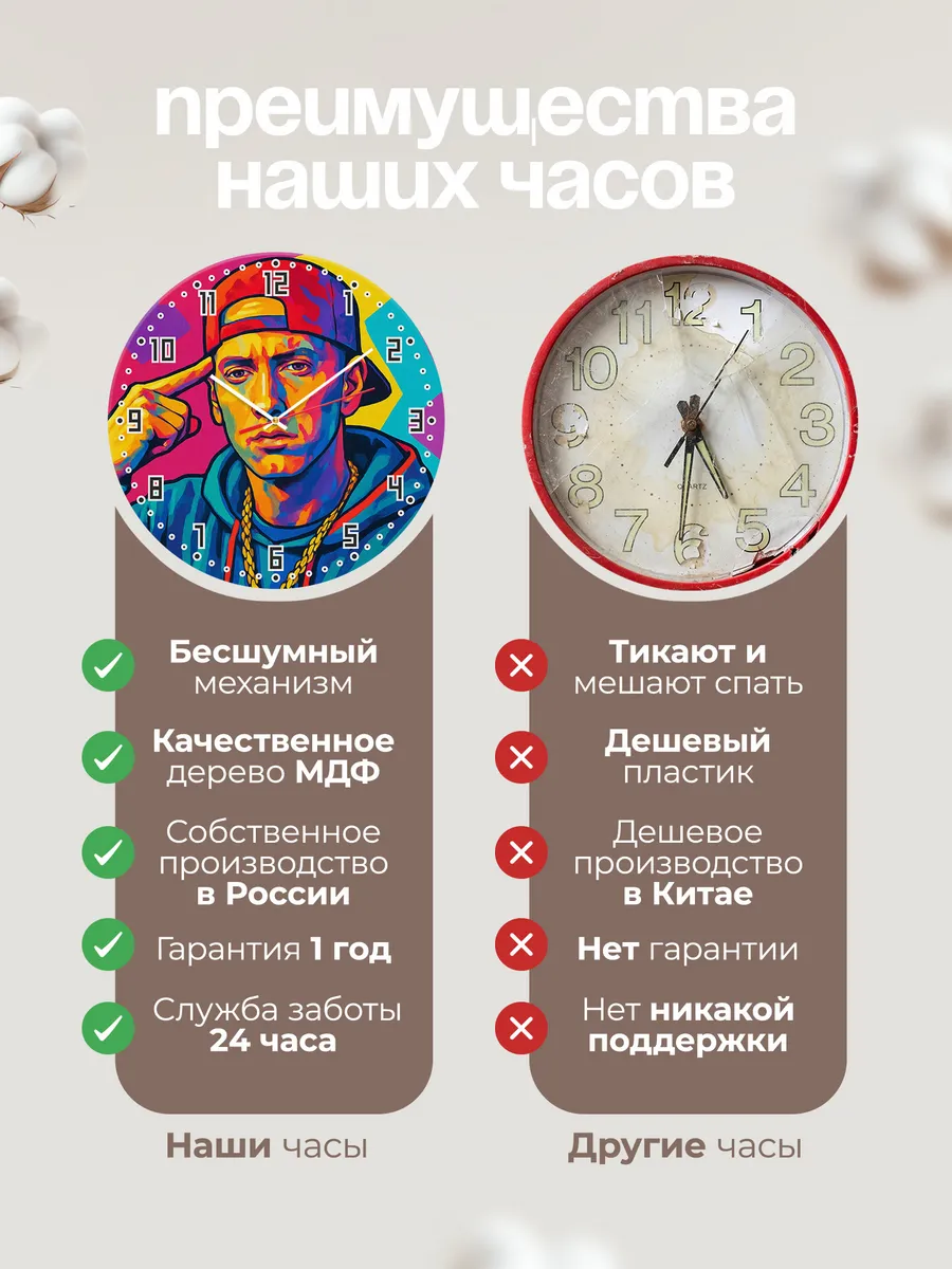 Часы настенные "Eminem" король рэпа — фото 2