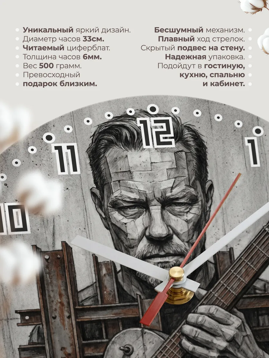 Часы настенные "Metallica" рок-группа — фото 3