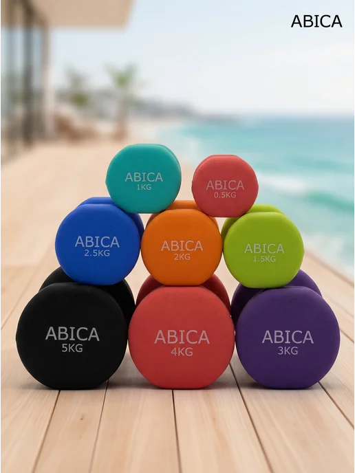 Abica Гантели для спорта и фитнеса с неопреновым покрытием 1 кг, 1 кг, фото 6