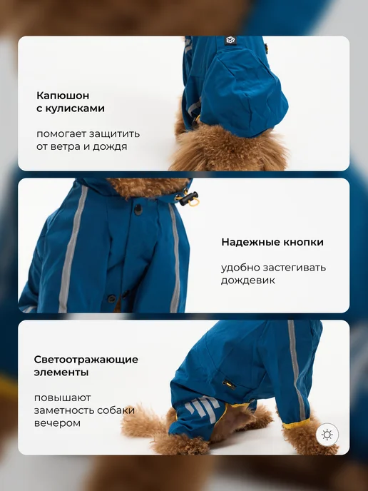 Petite Pets Дождевик комбинезон для собак мелких пород, синий, фото 2