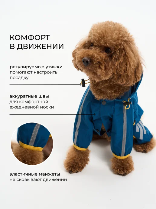 Petite Pets Дождевик комбинезон для собак мелких пород, синий, фото 3