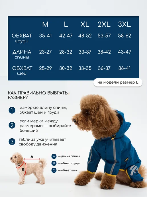 Petite Pets Дождевик комбинезон для собак мелких пород, синий, фото 5