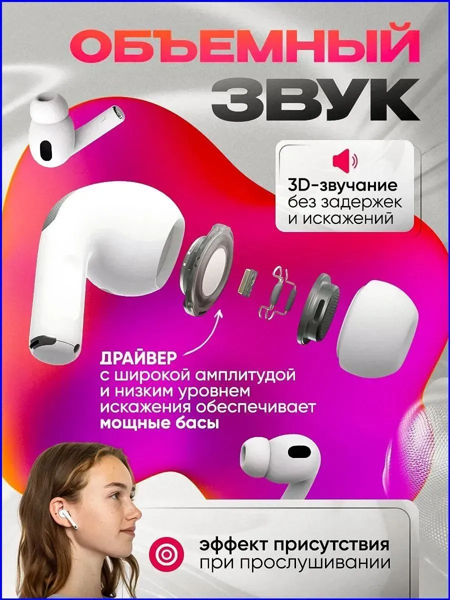 Наушники беспроводные с микрофоном Pods Pro 2 — фото 2