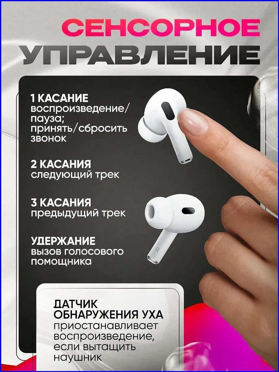 Наушники беспроводные с микрофоном Pods Pro 2 — фото 5