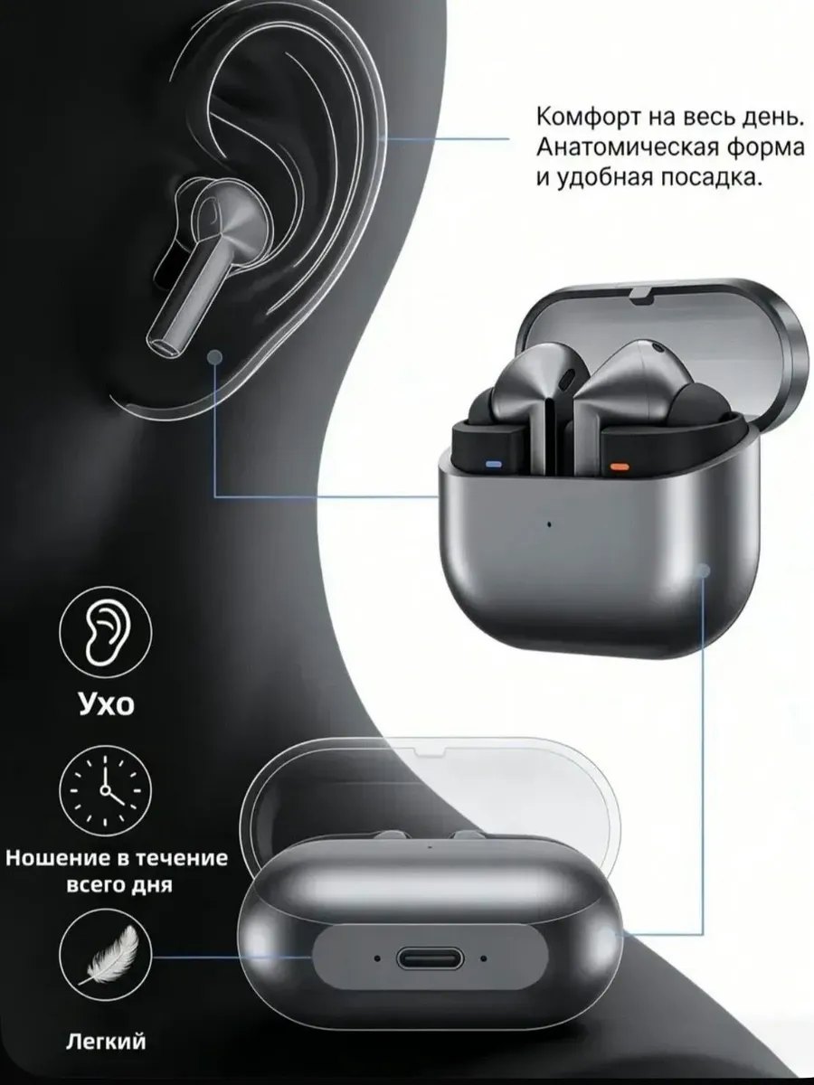 Наушники беспроводные с микрофоном Galaxy Buds 3 Pro Black — фото 6