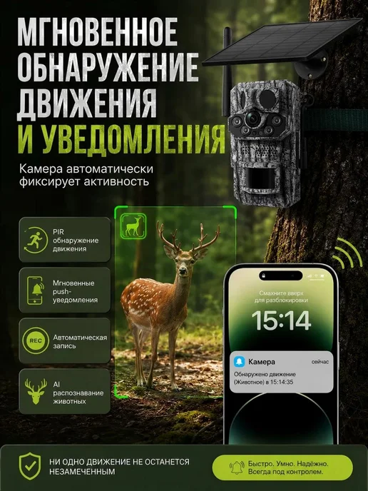 Камера для охоты 4G GPS с солнечной панелью, 4 г, фото 7