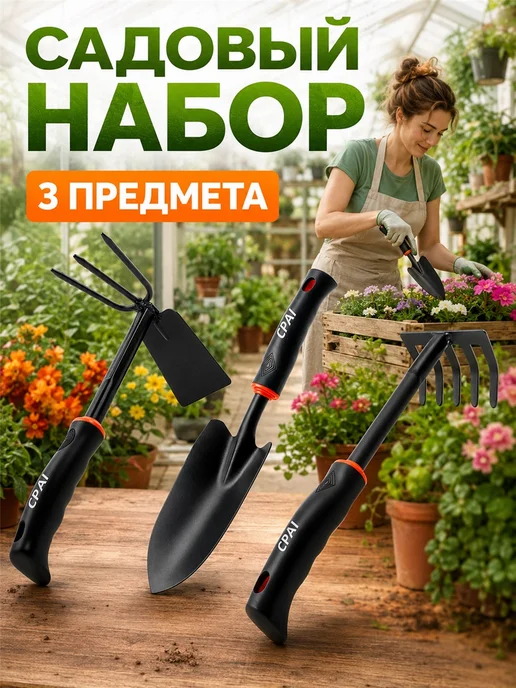 Садовый ручной рыхлитель 3 в 1 инструмент для огорода, черный