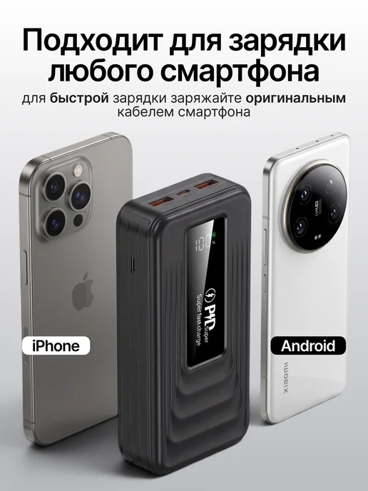 Повербанк 40000 mah power bank пауэрбанк быстрая зарядка, 40000 мАч, фото 5