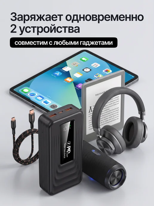 Повербанк 40000 mah power bank пауэрбанк быстрая зарядка, 40000 мАч, фото 6