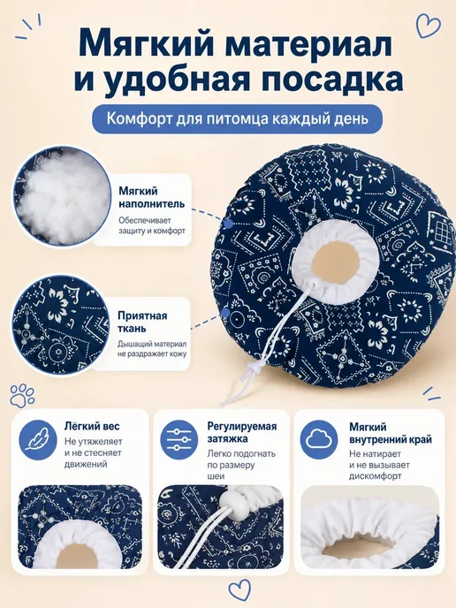 Воротник защитный ветеринарный, синий, фото 4
