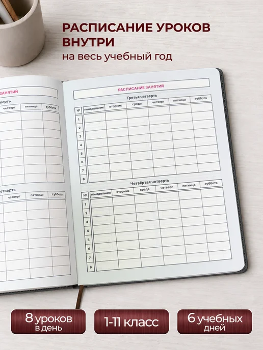 Дневник школьный 1-11 класс, твердая обложка с резинкой, вариант, фото 6