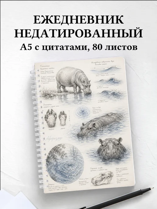 Ежедневник недатированный Бегемоты