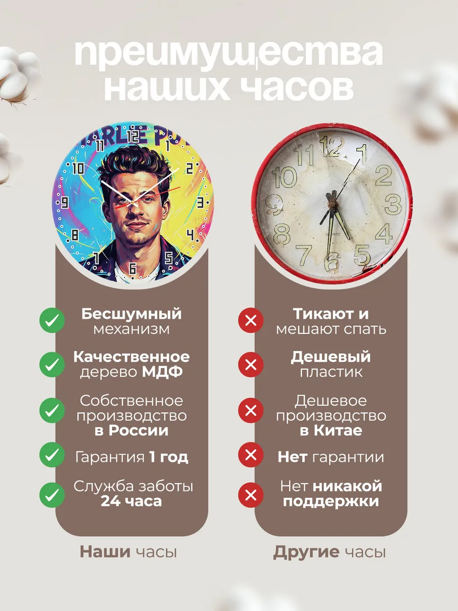 Часы настенные "Charlie Puth" — фото 2