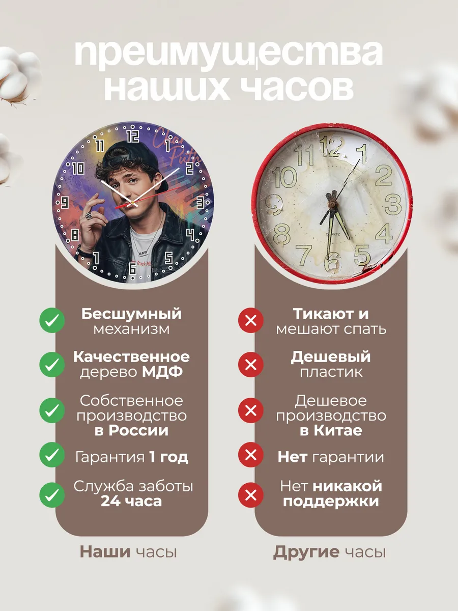 Часы настенные "Певец Charlie Puth" — фото 2