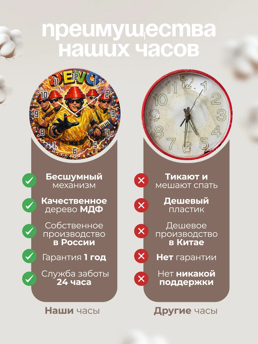 Часы настенные "Группа Devo" — фото 2