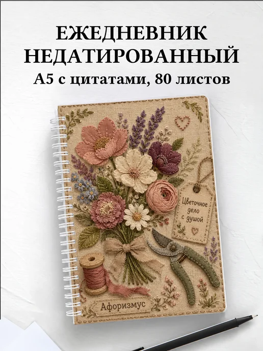 Ежедневник недатированный флориста с мотивирующими цитатами