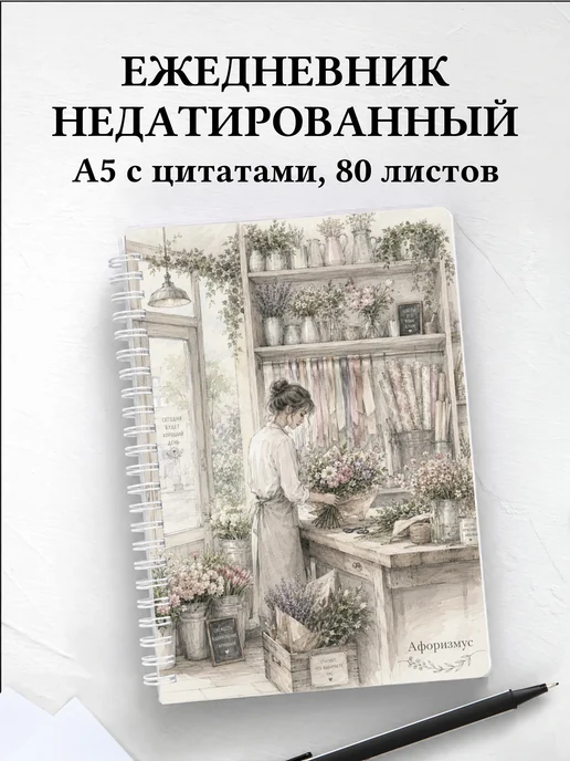 Ежедневник недатированный флориста с мотивирующими цитатами