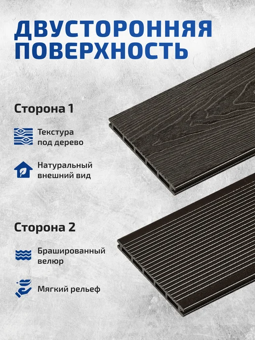 Террасная доска двухсторонняя 1,5м Дуб 2 шт, 1 м, 2 шт, венге, фото 4