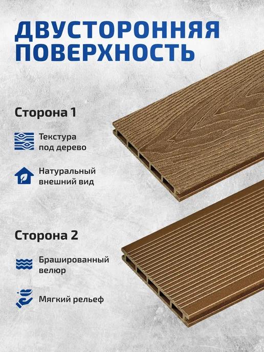 Террасная доска двухсторонняя 1,5м Дуб 2 шт, 2 м, 2 шт, фото 4