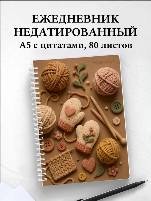Ежедневник недатированный Вязание с мотивирующими цитатами