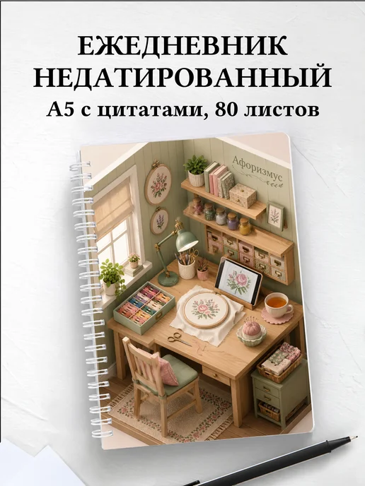 Ежедневник недатированный Вышивка с мотивирующими цитатами