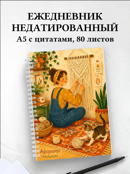 Ежедневник недатированный Макраме с мотивирующими цитатами