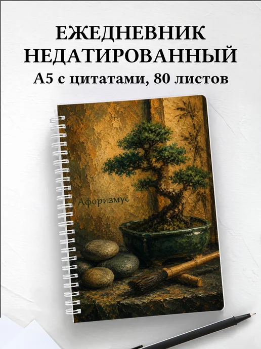 Ежедневник недатированный Бонсай с мотивирующими цитатами