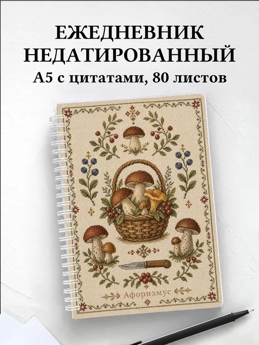 Ежедневник недатированный грибника с мотивирующими цитатами