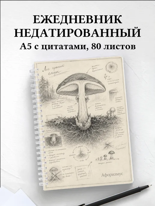 Ежедневник недатированный грибника с мотивирующими цитатами
