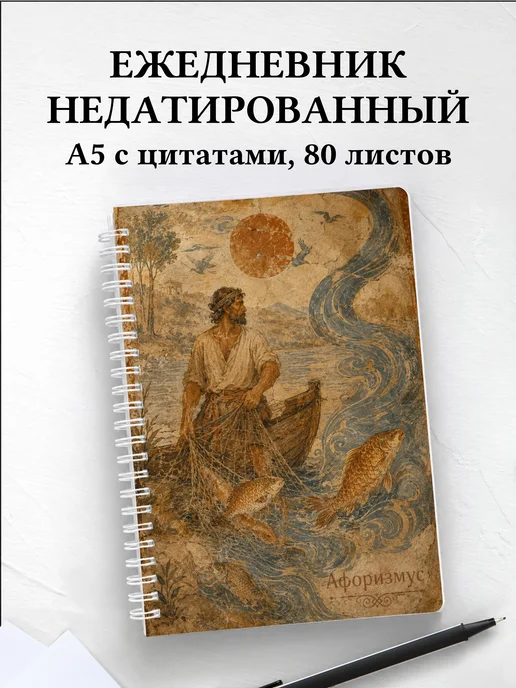 Ежедневник недатированный рыбака с мотивирующими цитатами