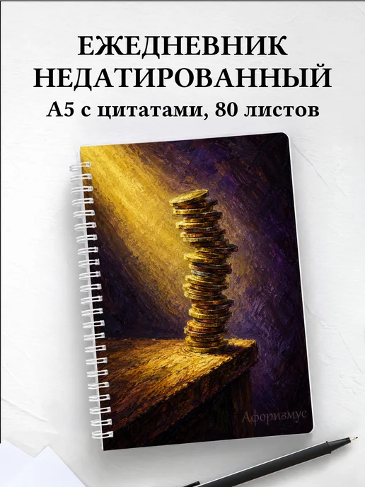 Ежедневник недатированный Монеты с мотивирующими цитатами