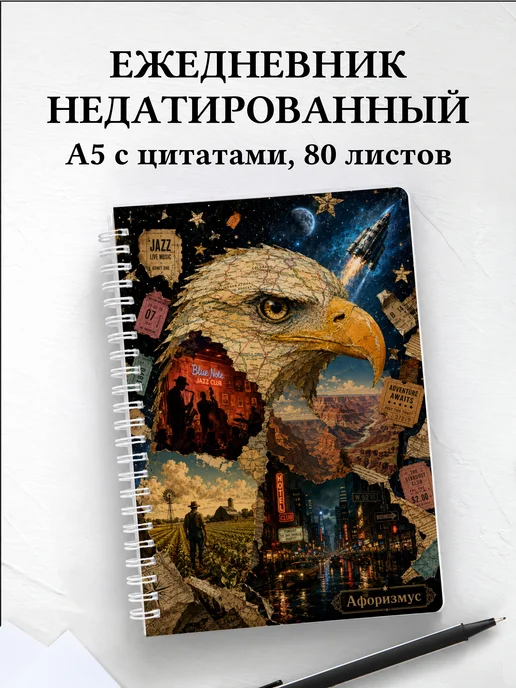 Ежедневник недатированный Америка с мотивирующими цитатами