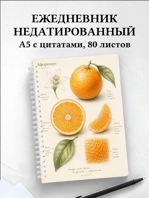 Ежедневник недатированный Апельсин с мотивирующими цитатами