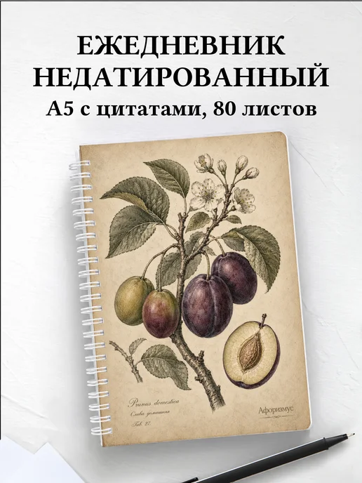 Ежедневник недатированный Слива с мотивирующими цитатами