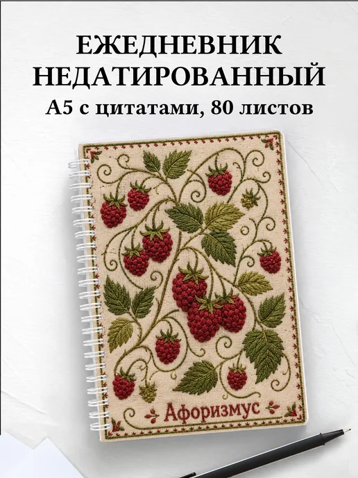 Ежедневник недатированный Малина с мотивирующими цитатами