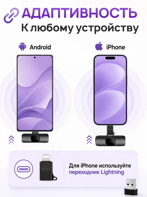 Беспроводные петличные микрофоны 2 шт с шумоподавлением, 2 шт, фото 3
