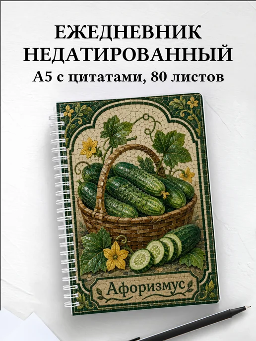 Ежедневник недатированный Огурец с мотивирующими цитатами