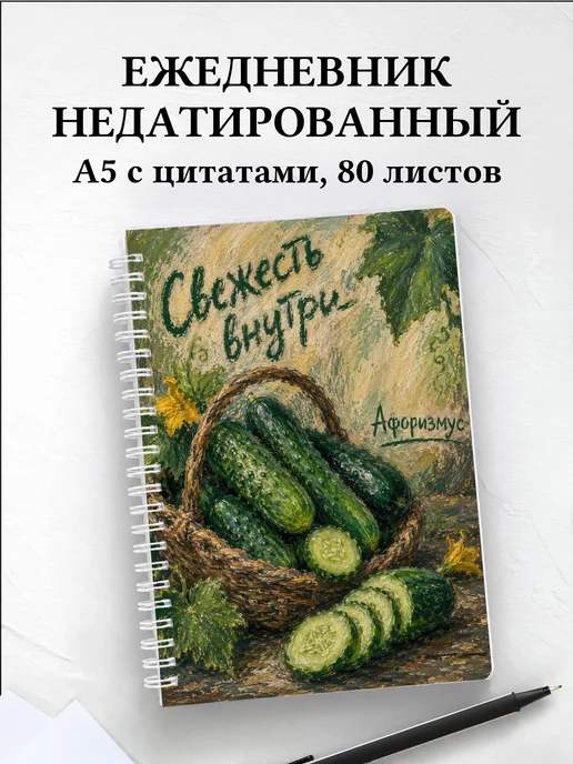 Ежедневник недатированный Огурец с мотивирующими цитатами