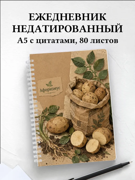 Ежедневник недатированный Картофель с мотивирующими цитатами