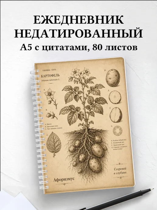 Ежедневник недатированный Картофель с мотивирующими цитатами