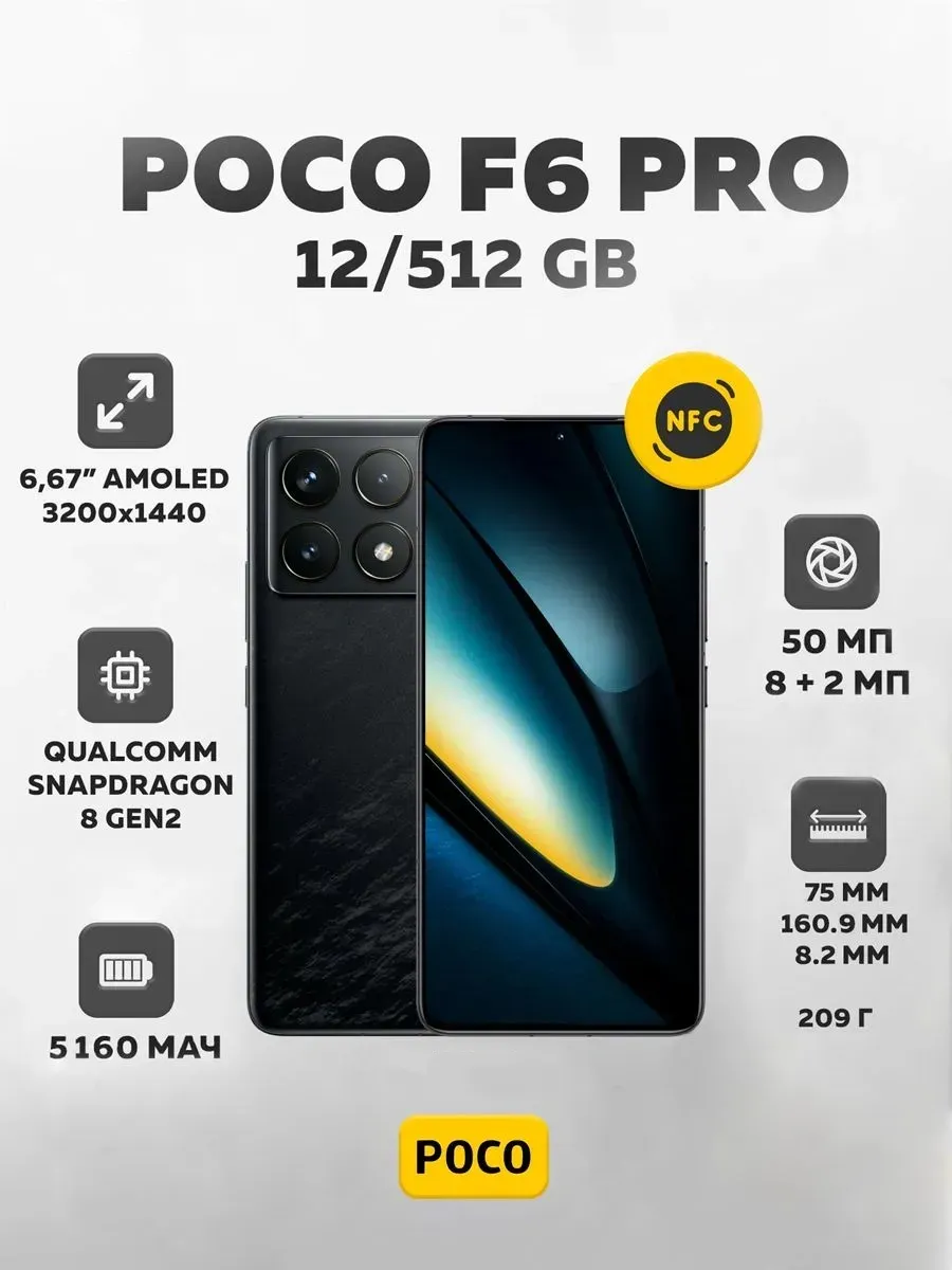 Смартфон F6 Pro 12+512 ГБ Глобальная версия POCO 1307788567 купить в интернет‑магазине Wildberries