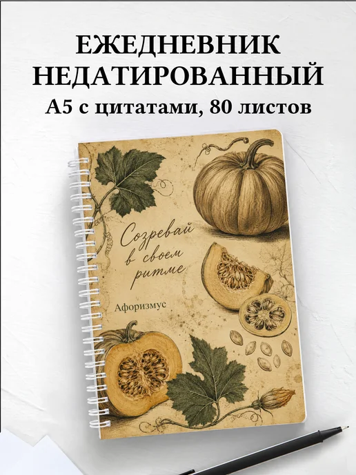 Ежедневник недатированный Тыква с мотивирующими цитатами